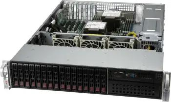 Barebone server Super Micro 2U, LGA-4189, 16x2.5", 1200W, e zezë
