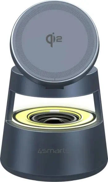 Stacion karikimi wireless 4smarts Aura Sound Qi2, altoparlant, spacegrau
