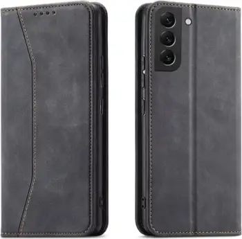 Mbështjellës Hurtel Magnet Fancy Case për Samsung Galaxy S23 Ultra, flip cover me qëndrim dhe xhep portofoli, i zi