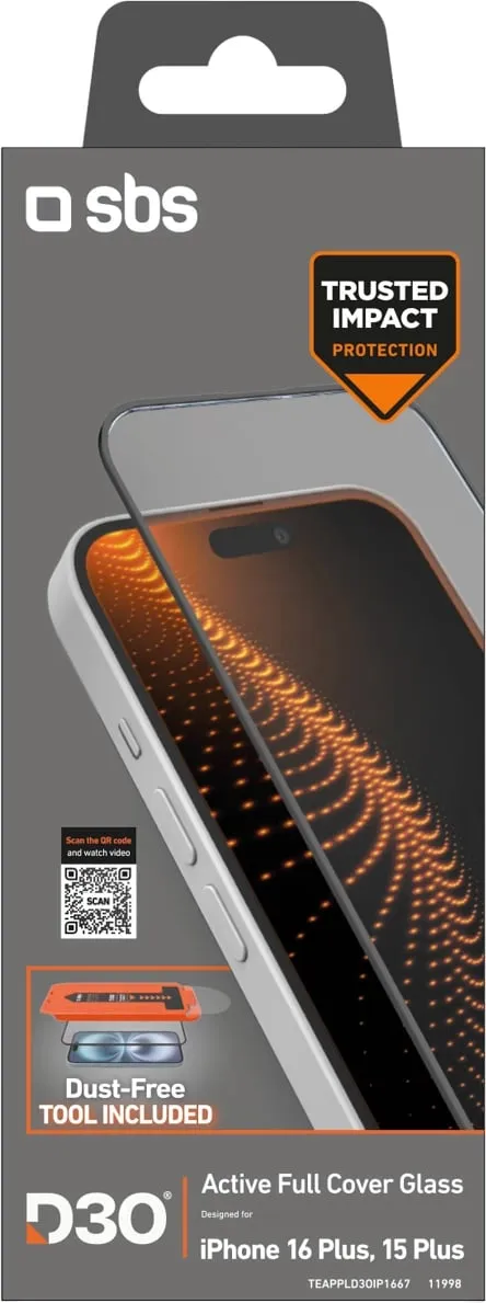 Xham mbrojtës SBS D3O për iPhone 16 Plus / iPhone 15 Plus, transparent, me aplikator - 2