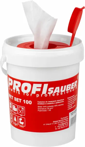 Set leckash pastrimi ProfiSauber WET SET 100 me kovë dhe dozator, 100 copë, e bardhë