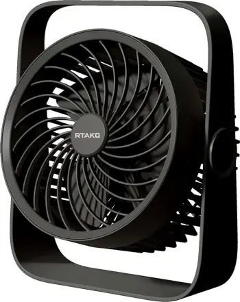 Ventilator tavoline Rtako WD0Y6S me dy impelerë, 3600 mAh, i zi