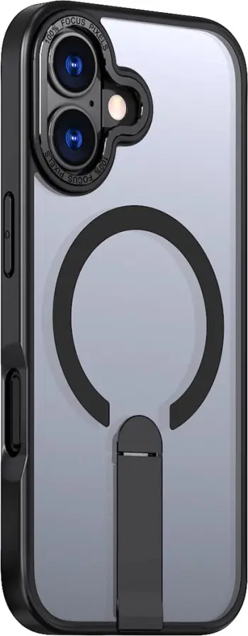 Mbështjellës Hurtel Hybrid Armor X për iPhone 17, me MagSafe, me këmbë mbështetëse, zi