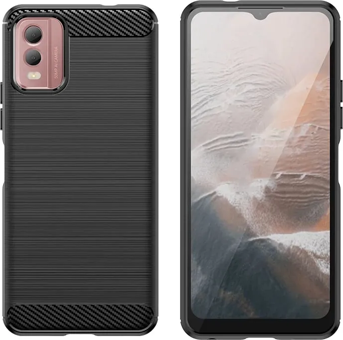 Mbështjellës Hurtel Carbon Case për Nokia C32, silikon, i zi - 2