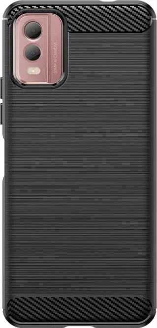 Mbështjellës Hurtel Carbon Case për Nokia C32, silikon, i zi