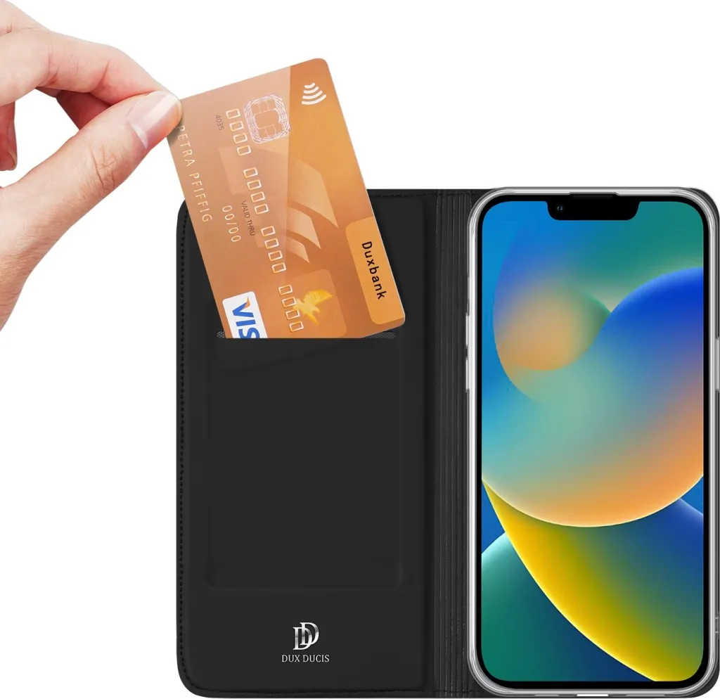 Mbështjellës Dux Ducis Skin Pro për iPhone 14 Plus, eko lëkurë, e zezë - 2