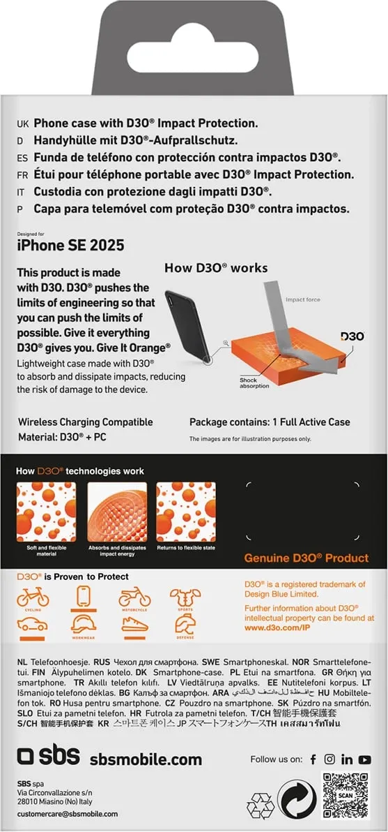 Mbështjellës SBS Full Active D3O për iPhone 16e, i zi - 3