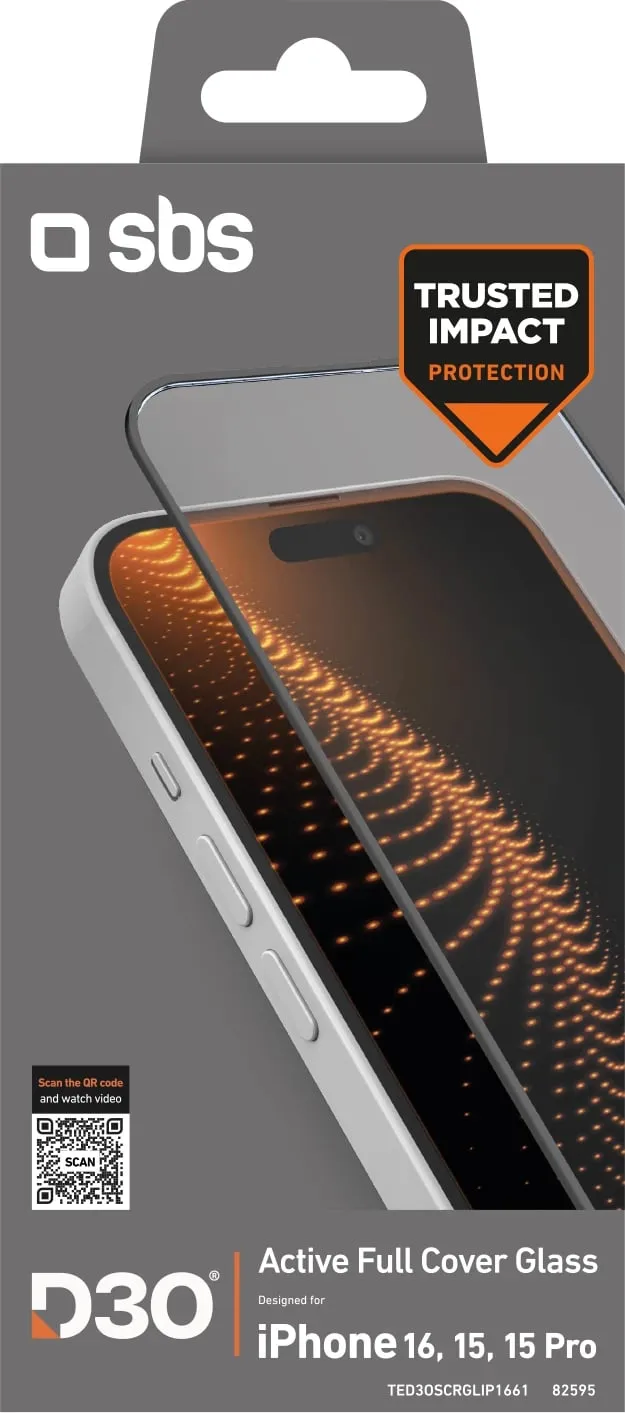 Xham mbrojtës SBS Tempered Glass D3O me kornizë për iPhone 16 / iPhone 15 - 2