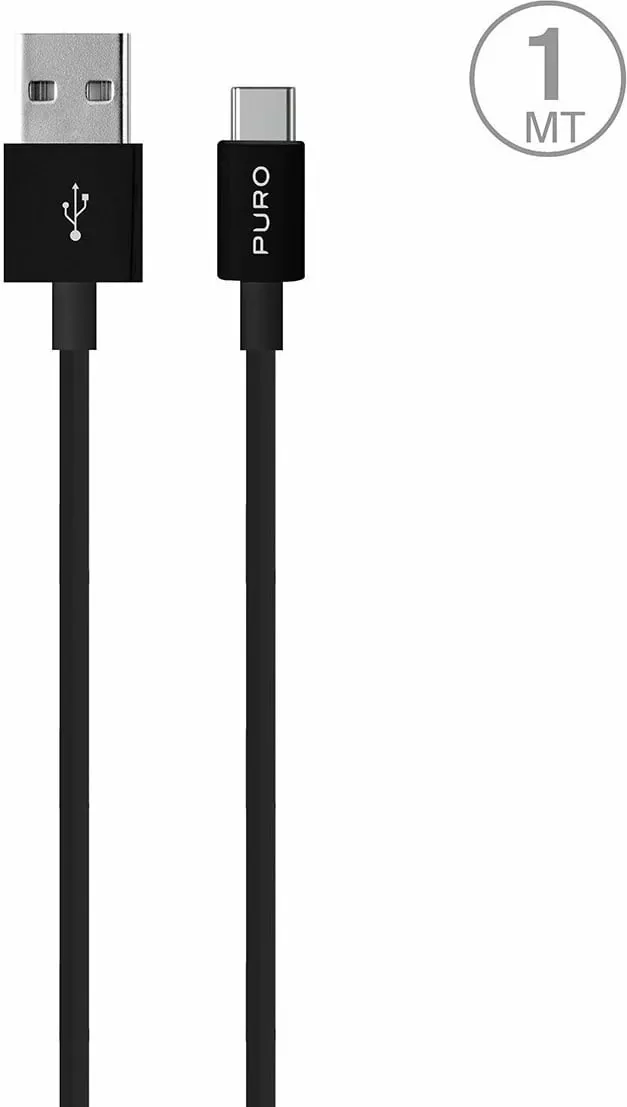 Kabllo USB-A në USB-C Puro White 1m, e zezë - 1