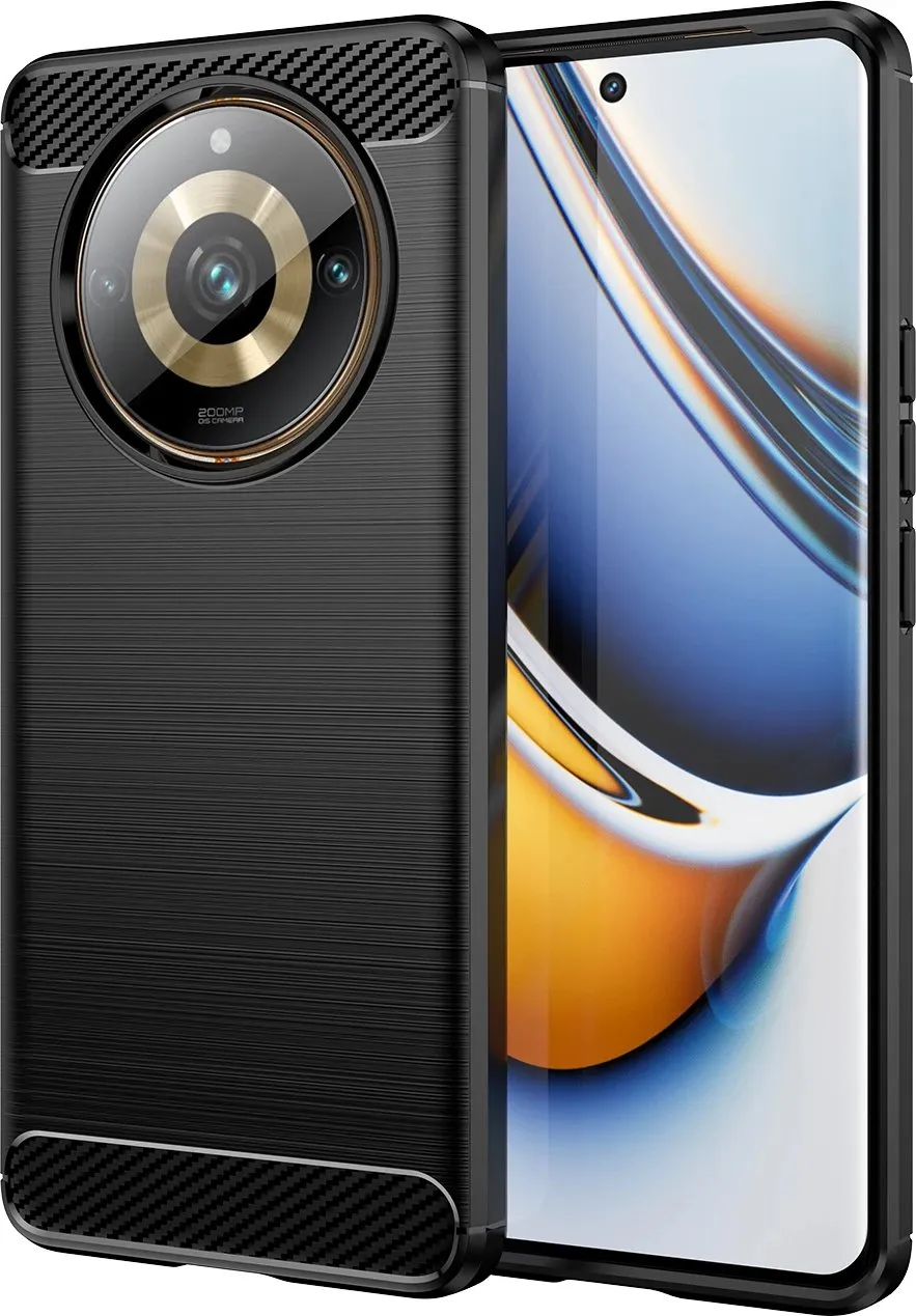 Mbështjellës Hurtel Carbon Case për Realme 11 Pro / 11 Pro+, i zi - 1