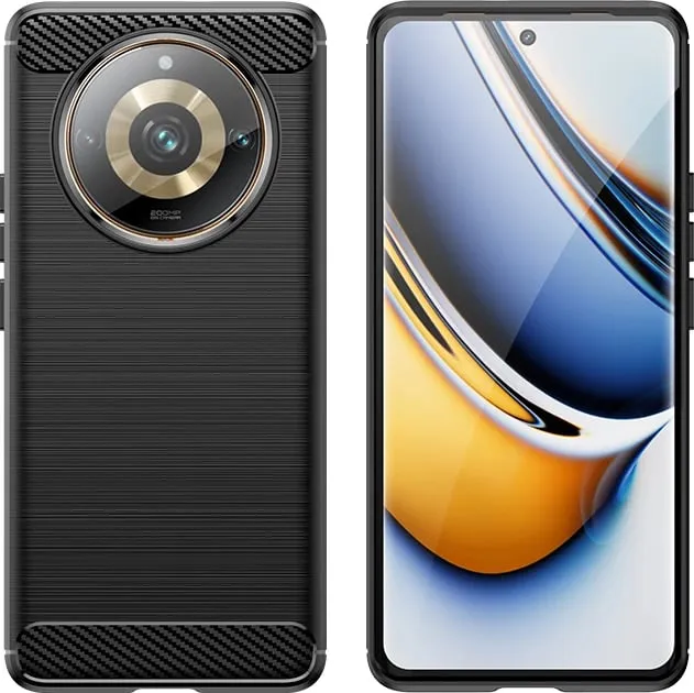 Mbështjellës Hurtel Carbon Case për Realme 11 Pro / 11 Pro+, i zi - 3
