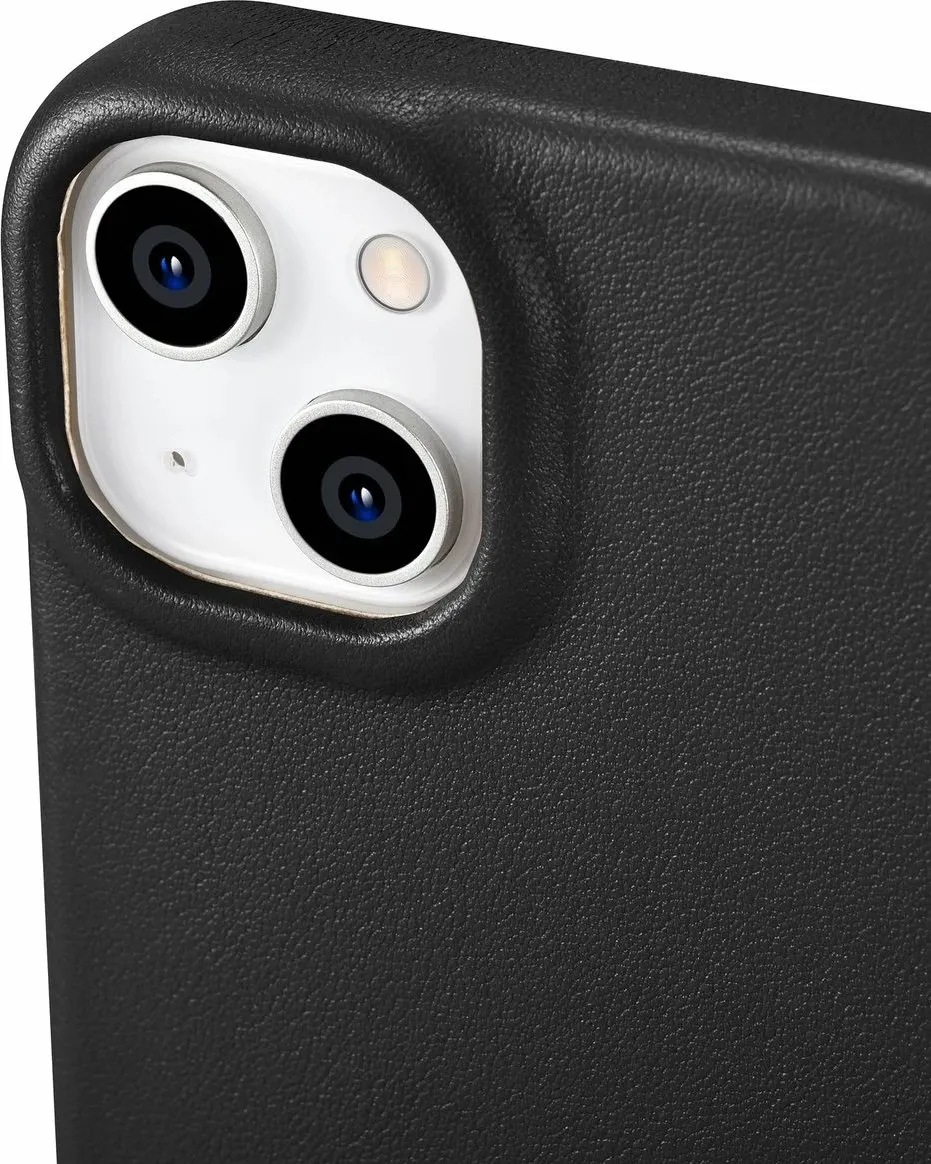 Mbështjellës iCarer CE Premium lëkurë për iPhone 14 Plus, MagSafe, i zi - 11