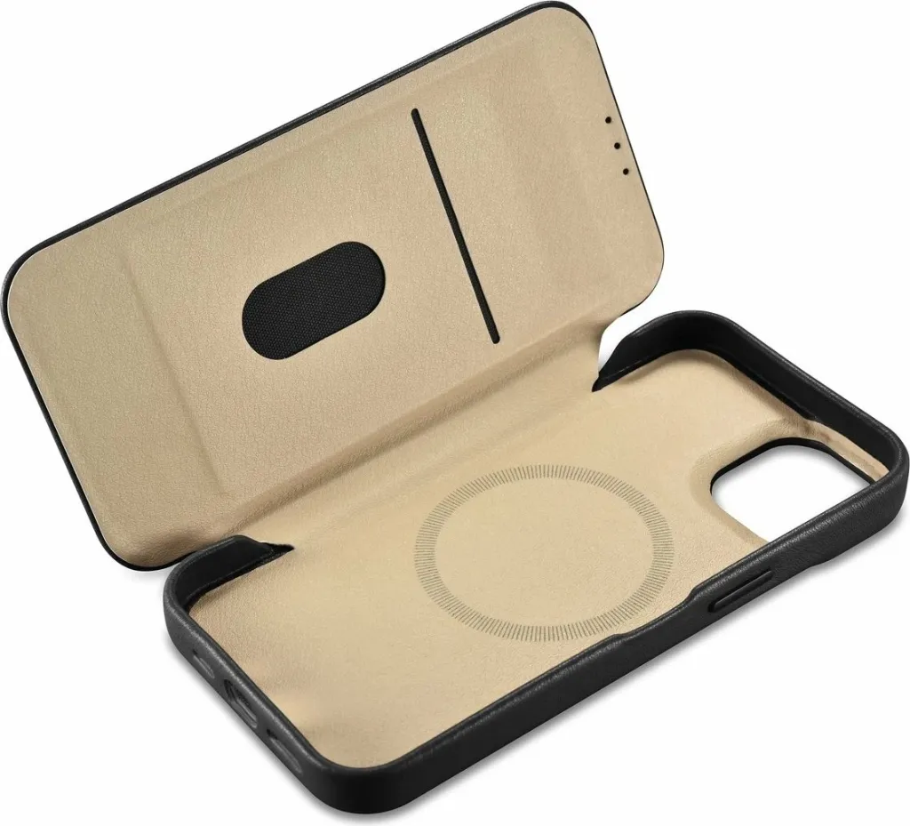 Mbështjellës iCarer CE Premium lëkurë për iPhone 14 Plus, MagSafe, i zi - 14