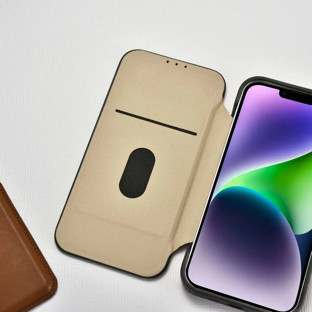 Mbështjellës iCarer CE Premium lëkurë për iPhone 14 Plus, MagSafe, i zi - 19