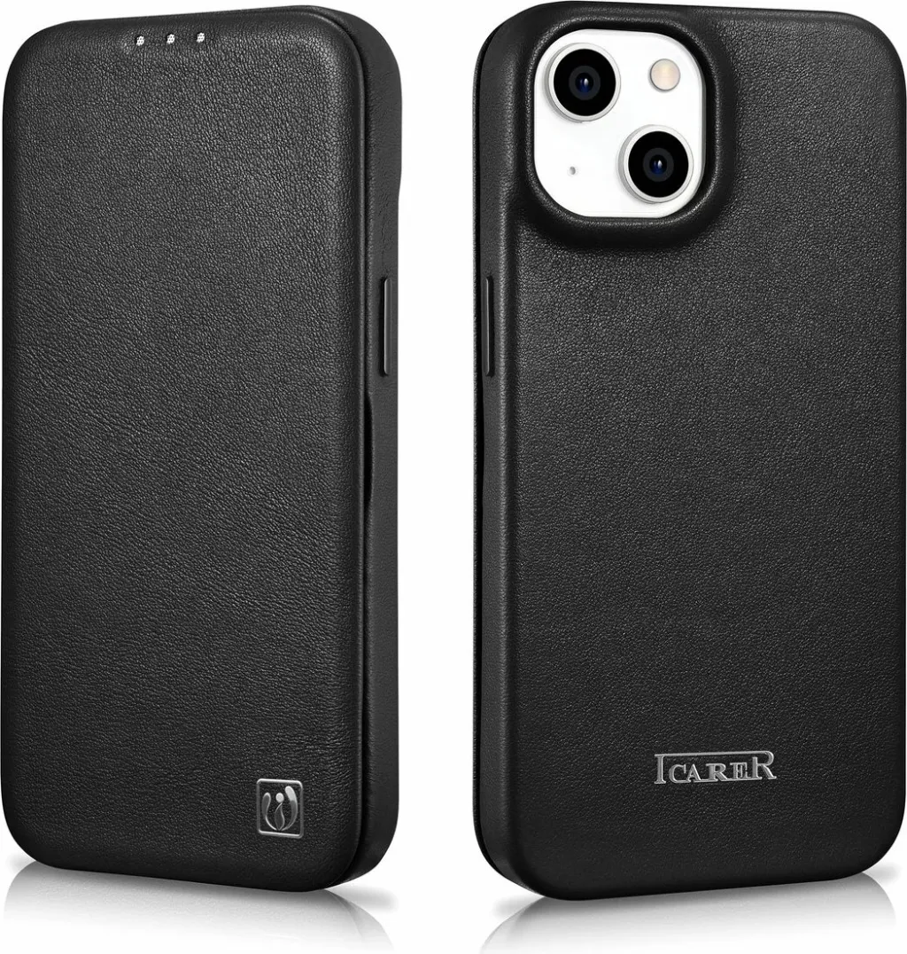 Mbështjellës iCarer CE Premium lëkurë për iPhone 14 Plus, MagSafe, i zi - 26