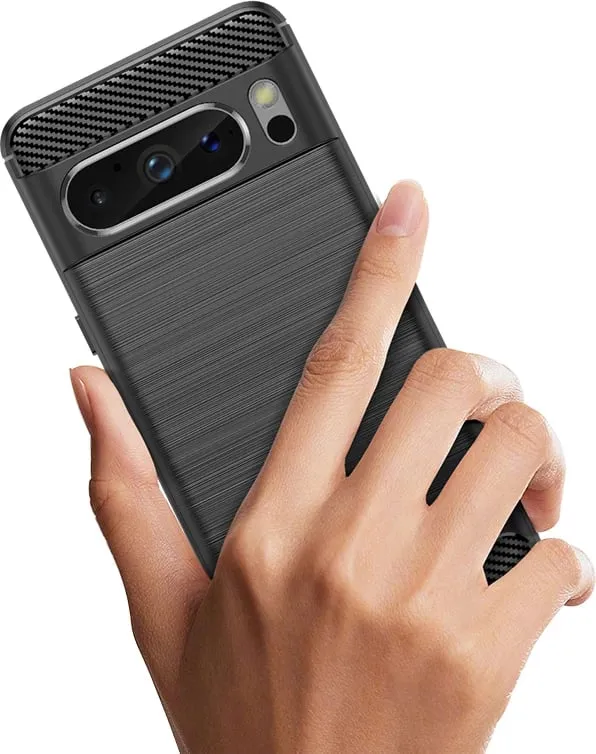 Mbështjellës Hurtel Carbon Case për Google Pixel 8 Pro, i zi - 5