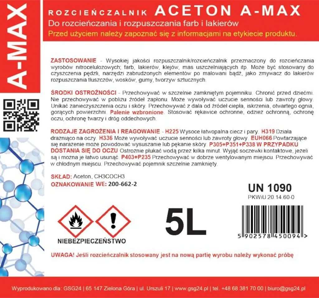 Tretës aceton GSG24 A-MAX 5L, 5000 ml - 2