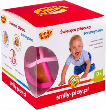 Lodër senzoriale Smily Play Rattle, top ndriçues, rozë