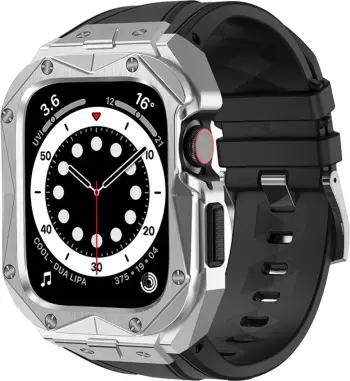 Mbështjellës Kingxbar CYF140 për Apple Watch SE/6/5/4 44mm, çelik inoks me rrip, argjend