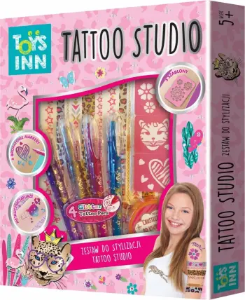 Set tatuazhesh për fëmijë Stnux Tattoo Studio Pantera STN 5973, 4 marka me glitter, shabllone, shumëngjyrëshe