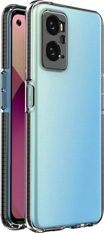 Mbështjellës Hurtel Spring Case për Realme 9i, Oppo A36/A76/A96, TPU, i zi, transparent