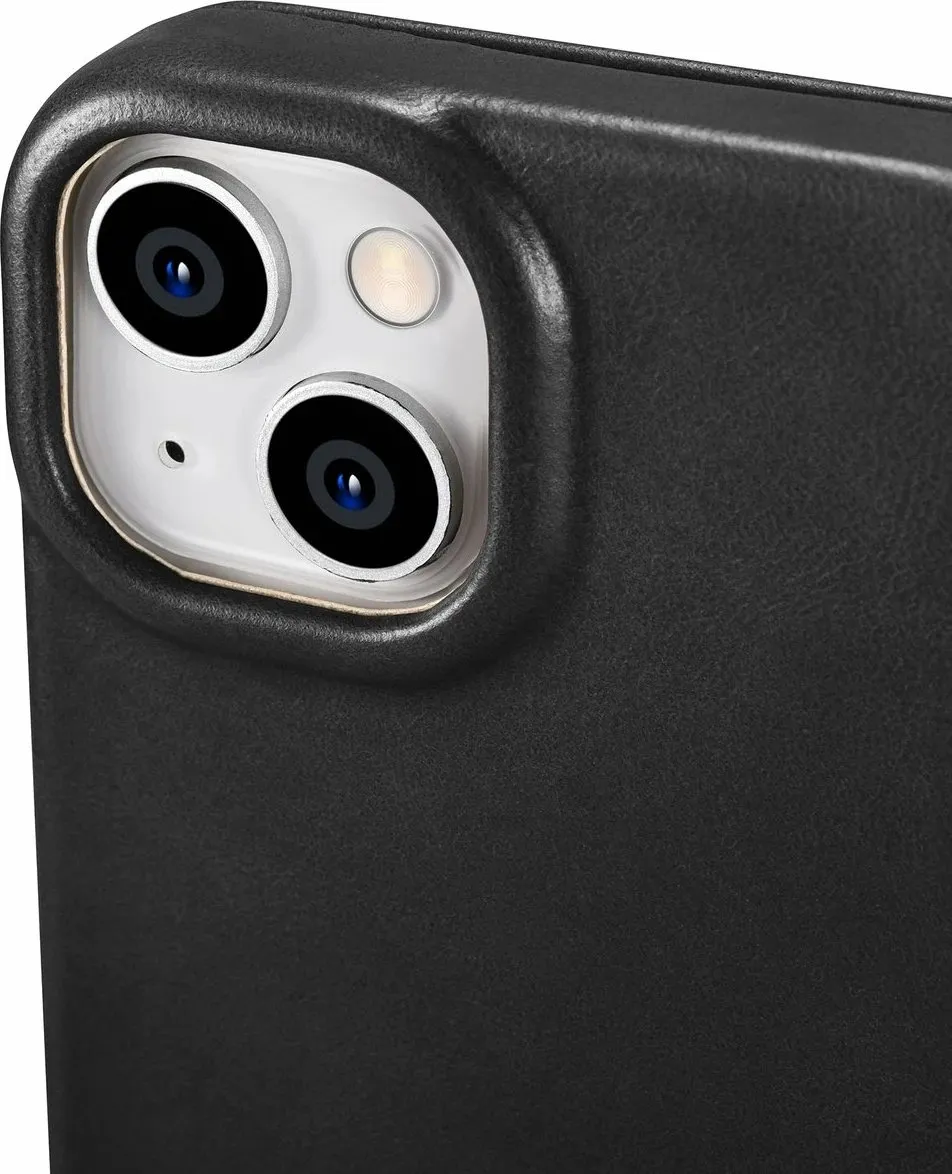 Mbështjellës iCarer Oil Wax Premium Leather Folio për iPhone 14 Plus, MagSafe, i zi - 11