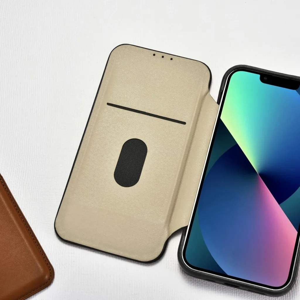 Mbështjellës iCarer Oil Wax Premium Leather Folio për iPhone 14 Plus, MagSafe, i zi - 20