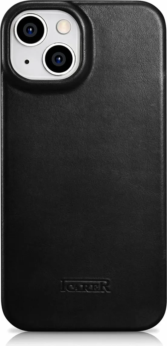 Mbështjellës iCarer Oil Wax Premium Leather Folio për iPhone 14 Plus, MagSafe, i zi - 3