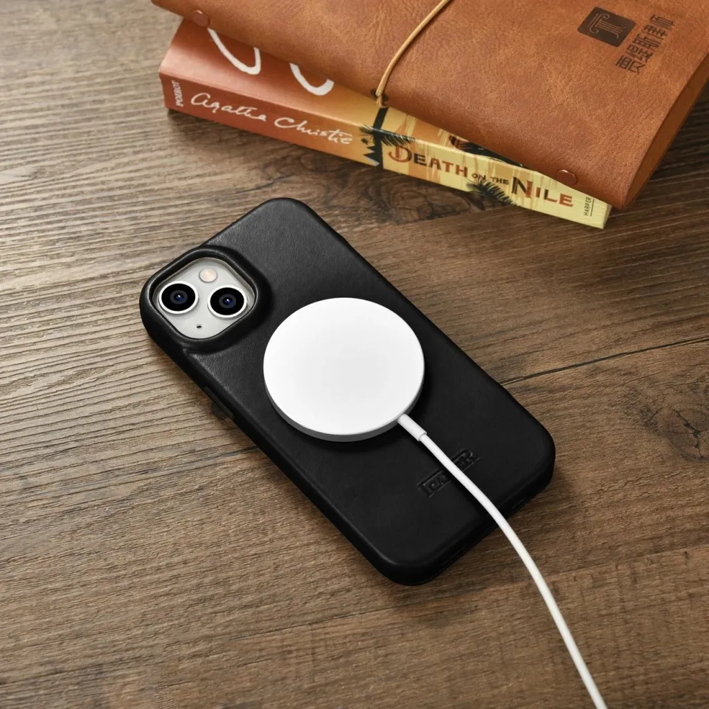 Mbështjellës iCarer Oil Wax Premium Leather Folio për iPhone 14 Plus, MagSafe, i zi - 21