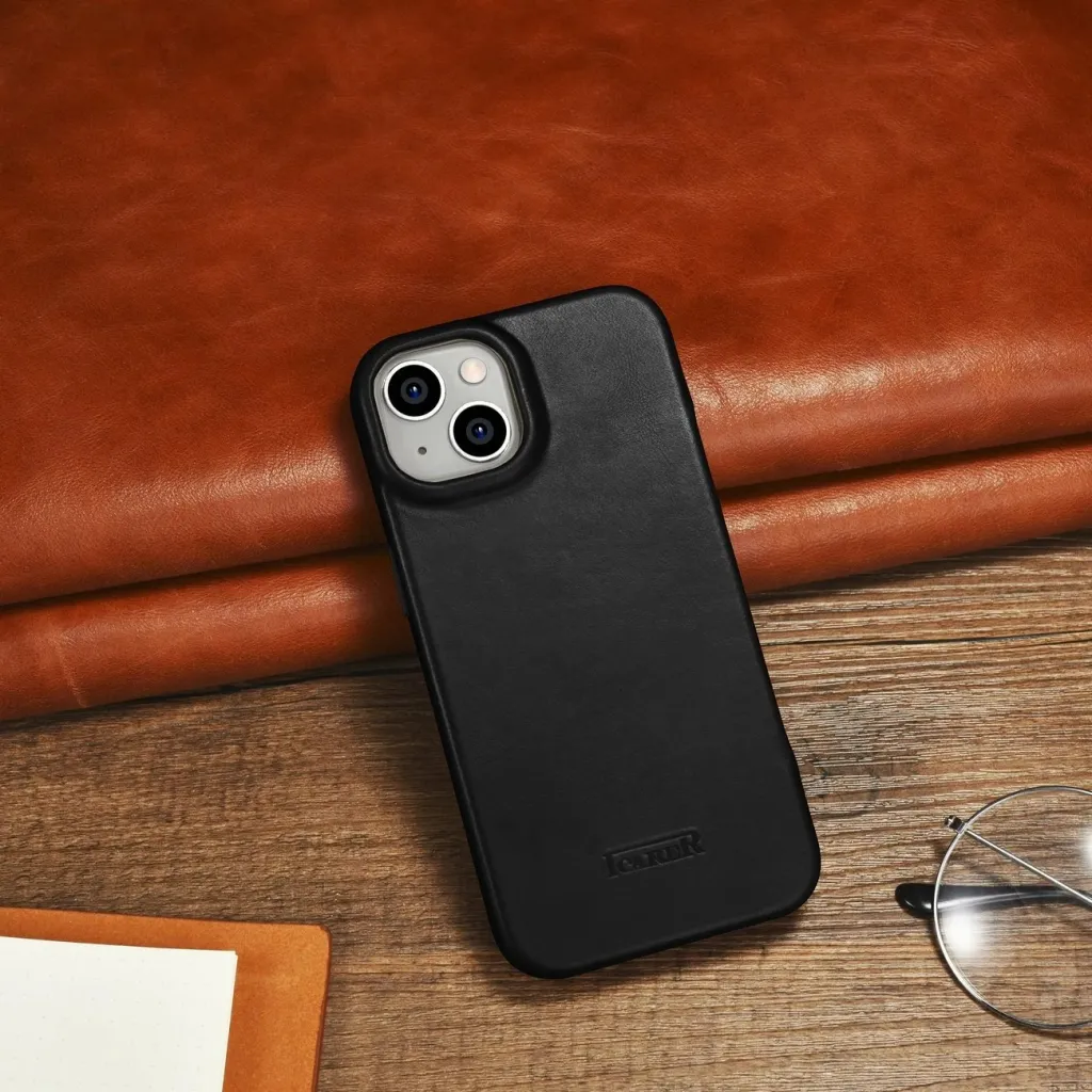 Mbështjellës iCarer Oil Wax Premium Leather Folio për iPhone 14 Plus, MagSafe, i zi - 23