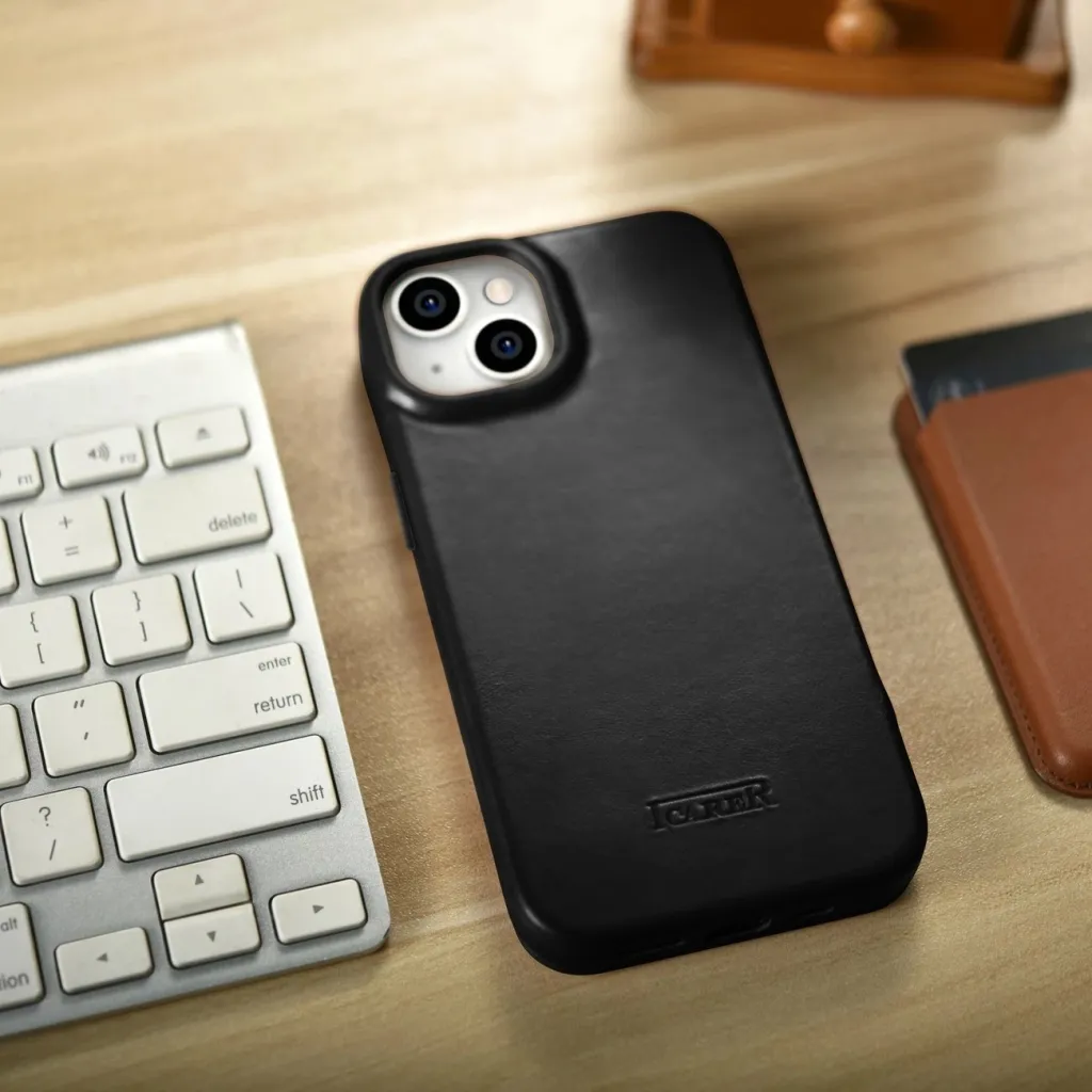 Mbështjellës iCarer Oil Wax Premium Leather Folio për iPhone 14 Plus, MagSafe, i zi - 26