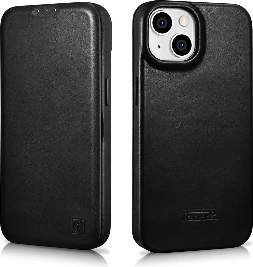 Mbështjellës iCarer Oil Wax Premium Leather Folio për iPhone 14 Plus, MagSafe, i zi - 30