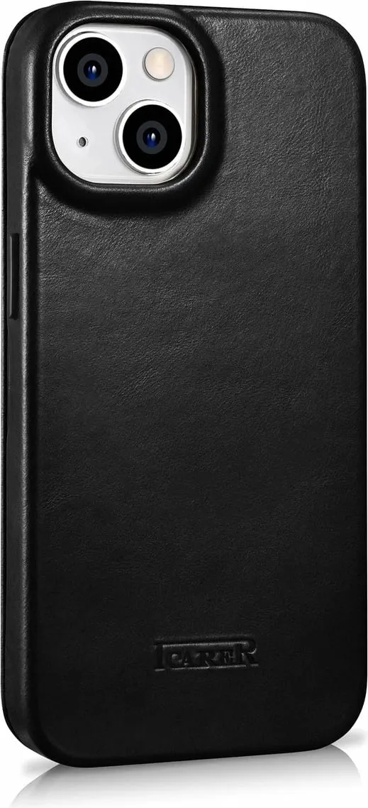 Mbështjellës iCarer Oil Wax Premium Leather Folio për iPhone 14 Plus, MagSafe, i zi - 4