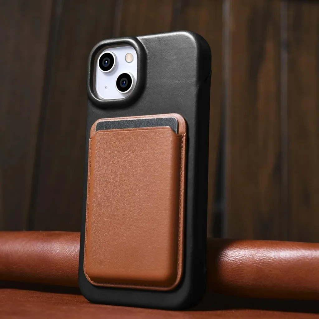 Mbështjellës iCarer Oil Wax Premium Leather Folio për iPhone 14 Plus, MagSafe, i zi - 31