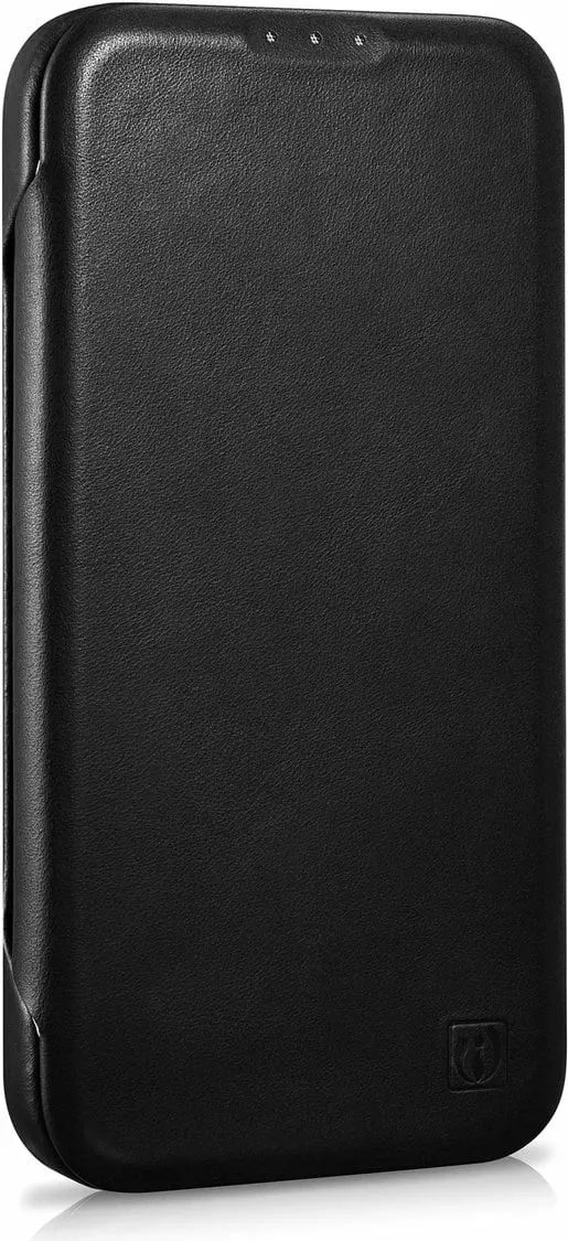 Mbështjellës iCarer Oil Wax Premium Leather Folio për iPhone 14 Plus, MagSafe, i zi - 5