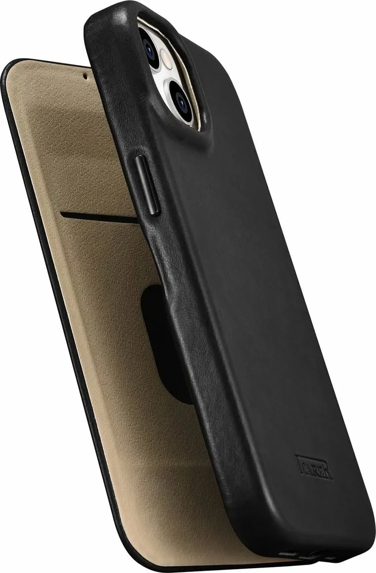 Mbështjellës iCarer Oil Wax Premium Leather Folio për iPhone 14 Plus, MagSafe, i zi - 10