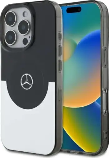 Mbështjellës Mercedes Double Layer BiColor MagSafe për iPhone 16 Pro Max, argjendtë