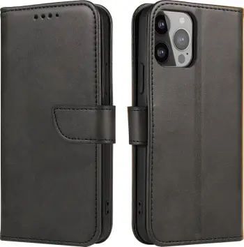 Mbështjellës Hurtel Magnet Case bookcase për iPhone 13 Pro Max, i zi