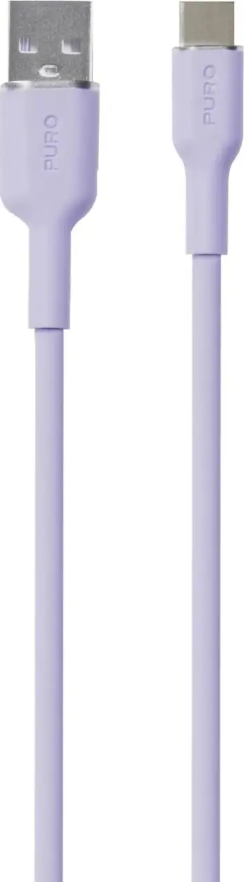 Kabllo USB-A në USB-C Puro Soft 1.5m, silikon, vjollcë