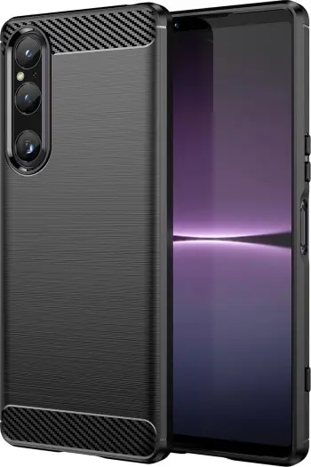 Mbështjellës Hurtel Carbon Case për Sony Xperia 1 V, TPU, i zi