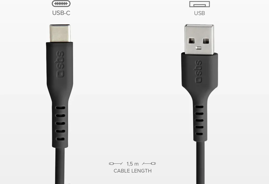 Kabllo USB-A në USB-C SBS TECABLEMICROC15K 1.5m, e zezë - 6