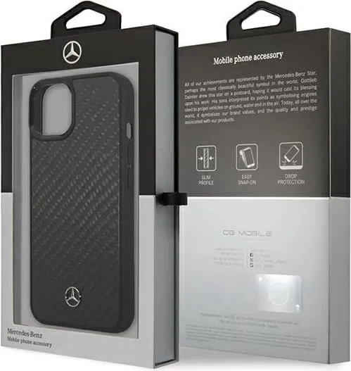 Mbështjellës Mercedes MEHCP13SRCABK për iPhone 13 mini 5.4", karbon, zi - 3