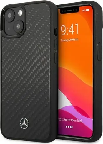 Mbështjellës Mercedes MEHCP13SRCABK për iPhone 13 mini 5.4", karbon, zi