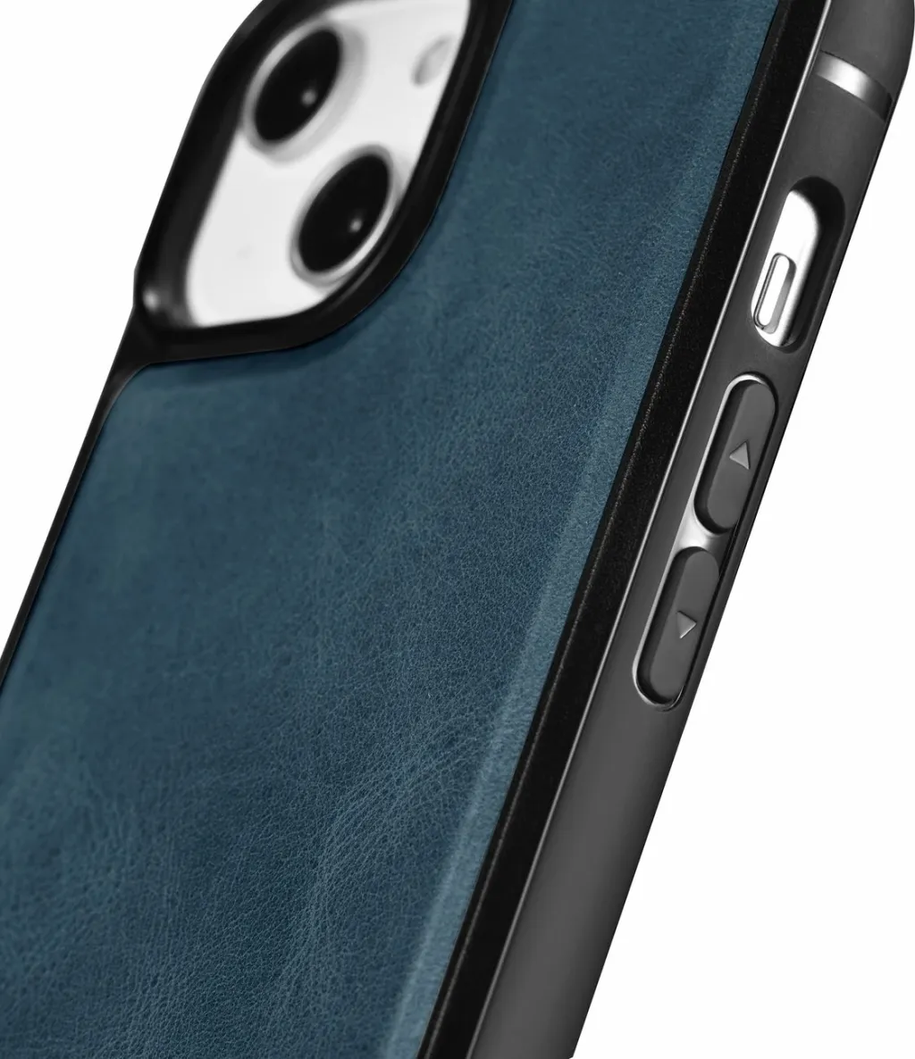 Mbështjellës iCarer për iPhone 14 Pro, lëkurë natyrale, Blu - 2