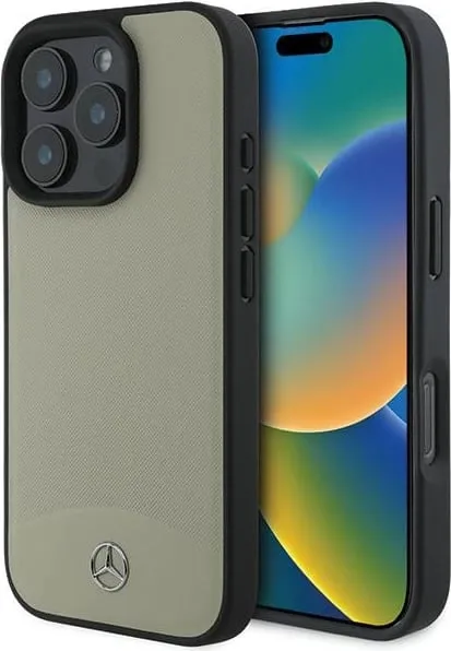 Mbështjellës Mercedes MB për iPhone 16 Pro Max, MagSafe, lëkurë, bezhë - 1