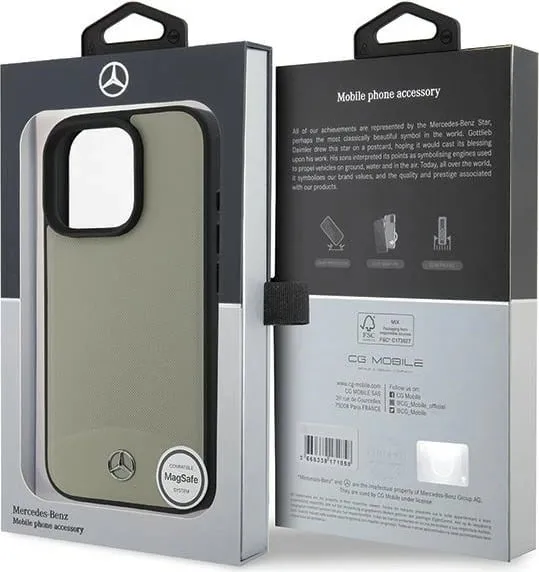 Mbështjellës Mercedes MB për iPhone 16 Pro Max, MagSafe, lëkurë, bezhë - 2