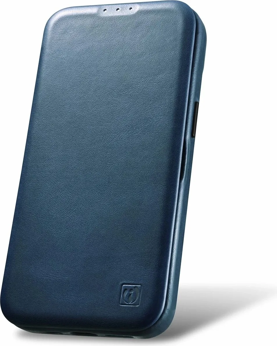 Mbështjellës iCarer Oil Wax Premium Leather Folio për iPhone 14 Plus, MagSafe, kaltër - 17