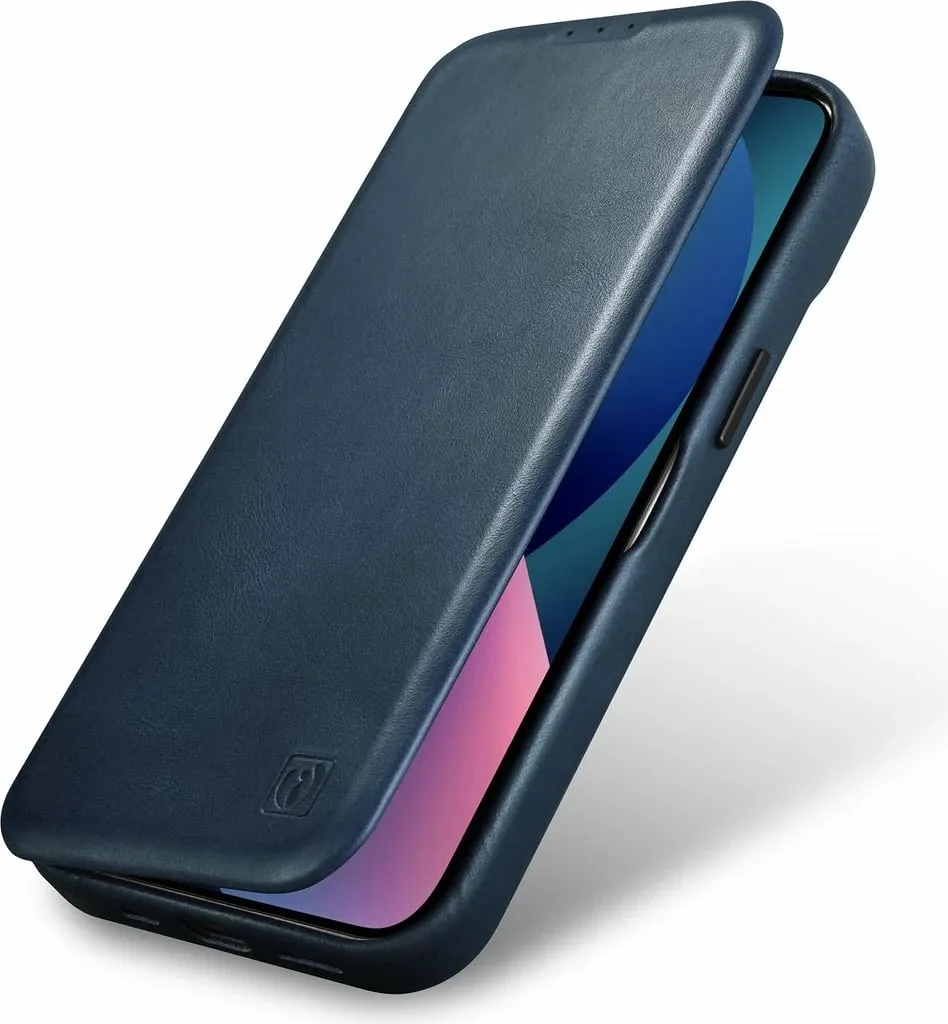 Mbështjellës iCarer Oil Wax Premium Leather Folio për iPhone 14 Plus, MagSafe, kaltër - 8