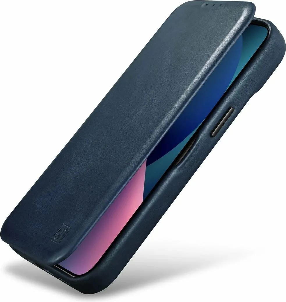 Mbështjellës iCarer Oil Wax Premium Leather Folio për iPhone 14 Plus, MagSafe, kaltër - 9