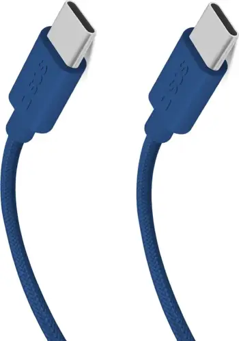Kabllo USB-C në USB-C SBS TECABLETISSUETCCB, 1.5m, 60W, tekstil, Blu